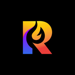  letter R logo featuring vibrant fire colors for a modern, impactful design statement, perfect for startups