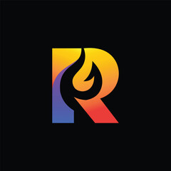  letter R logo featuring vibrant fire colors for a modern, impactful design statement, perfect for startups
