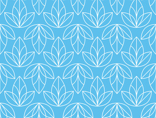 Flower geometric pattern. Seamless vector background. White and blue ornament