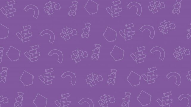 Abstract lavender background featuring a seamless floral pattern with minimalist geometric shape outlines for modern design projects