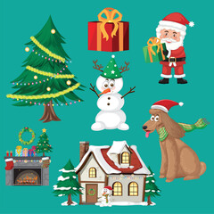 flat christmas element isolated vector pack