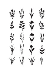 Laurel wreath vector set with floral leaves and decorative elements