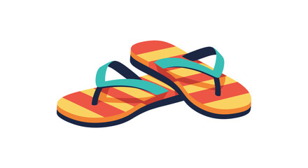 Fototapeta premium Pair of striped flip-flops on a white background, perfect for summer designs.