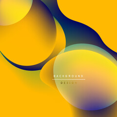 Abstract fluid shapes, vibrant yellow, deep blue gradients. Modern design, smooth transitions, dynamic composition. Background texture suggests movement.