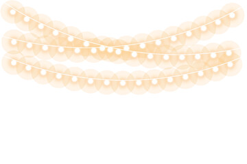 String of warm white fairy lights decorative garland for festive events vector illustration transparent. EPS vector illustration