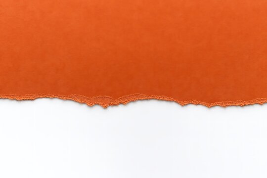 Roughly torn orange paper edge against white background.