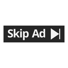 Skip Ad black web button icon. Vector illustration of minimal and modern UI element with play icon and rectangular shape concept illustration