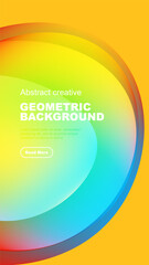 Vibrant abstract design. Gradient shapes overlap, creating dynamic visual effect. Text present, button included.