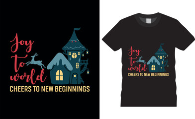 Joy to world Merry Christmas Typography vector illustration t shirt design