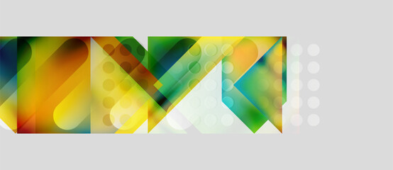Fototapeta premium Abstract geometric design. Colorful overlapping shapes create dynamic visual effect. Modern, vibrant composition with gradients.