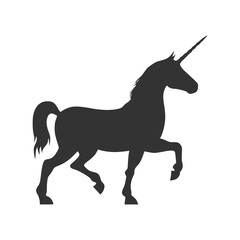 Unicorn silhouette icon isolated on transparent background