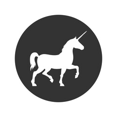 Unicorn silhouette icon isolated on transparent background