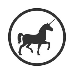 Unicorn silhouette icon isolated on transparent background