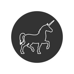 Unicorn silhouette icon isolated on transparent background