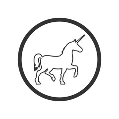 Unicorn silhouette icon isolated on transparent background