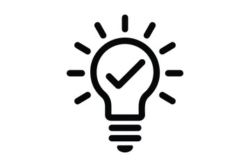 Lightbulb with check mark icon vector isolated on white background