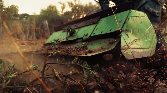 Mechanism On The Back Of A Tractor In The Field 