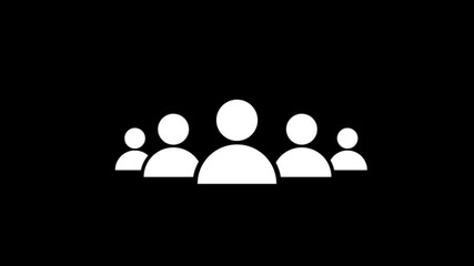 Group of five white human silhouette icons on a black background people - Powered by Adobe