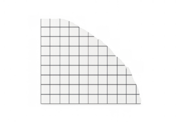 Ripped graph paper scrap with grid pattern creating torn edge effect on transparent background