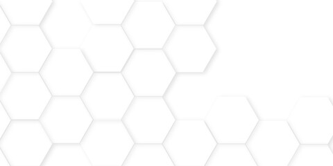Naklejka premium hexagon concept design abstract technology background, Hexagonal grid tile and mosaic structure mess cell, Abstract white hexagon concept background, Abstract white lines background,