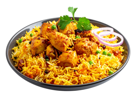 Spicy Indian Biryani Plate Isolated Prompt: