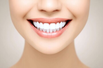 Obraz premium Elevate your smile: a journey to flawless and healthy teeth. Pure emotion. Young woman's perfect smile showcasing a commitment to dental health. Photojournalism. Raw beauty.