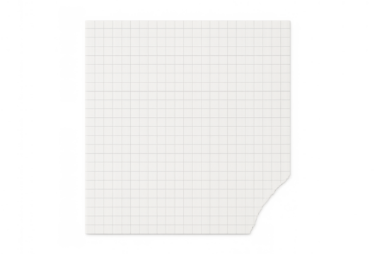 Torn sheet of graph paper with a distinct grid pattern, providing blank space for messages, rendered on a transparent background