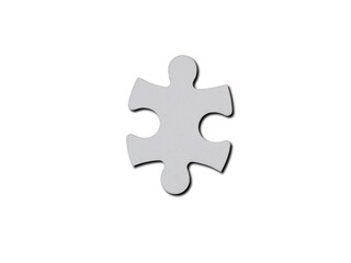 Obraz premium Single white jigsaw puzzle piece on a transparent background