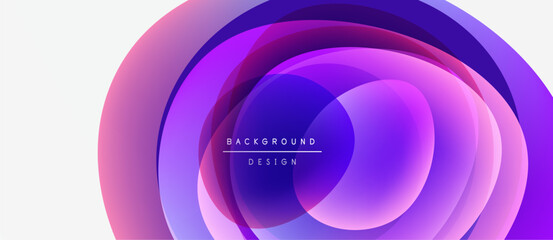 Abstract circles overlap, creating vibrant pinks, purples, blues. Text reads background design centered within layers. Minimalist, modern aesthetic.