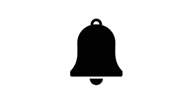 Vector graphic of a black bell icon for notifications or alerts