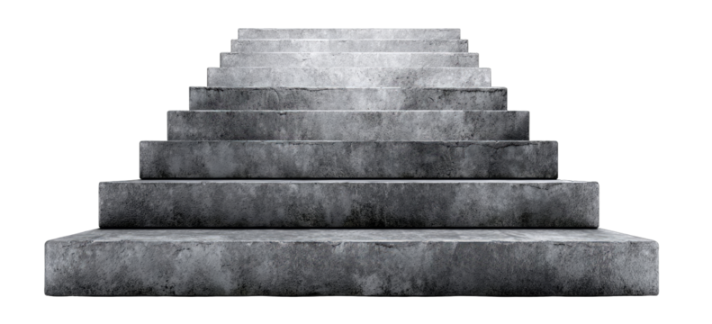 Gray concrete steps ascend towards an unseen top