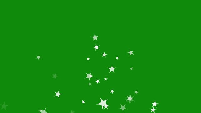 Christmas sparkle animation, Twinkling stars animation showing cartoon white sparkles blinking softly on green screen. Flat vector doodle style gives a cosmic or milky way night sky glow. 4K video