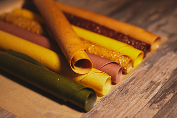 Sugar-free pastillas, frips, fruit chips. High quality photo