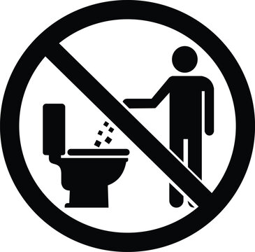 No Flushing Toilet Sign with Person Icon prohibition