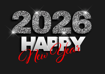 Decorative Happy New Year background with black glittery numbers design 