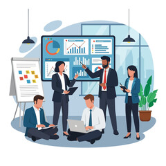 Business Team Analyzing Data and Discussing Project Strategy.