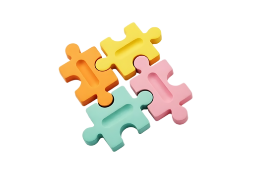 Brainstorming teamwork concept. jigsaw puzzle pieces icon floating on Isolated background. solution collaboration in business development. idea teamwork financial. 3d render illustration 