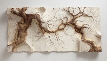 Intricate Paper Sculpture of Intertwined Branches.