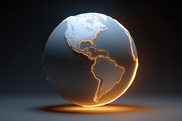 Illuminated Earth Globe, Americas Focused.