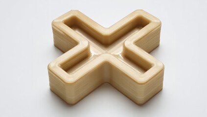 Beige Cross-Shaped Decorative Object.