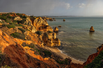 Scenic Algarve Coastline In Portugal