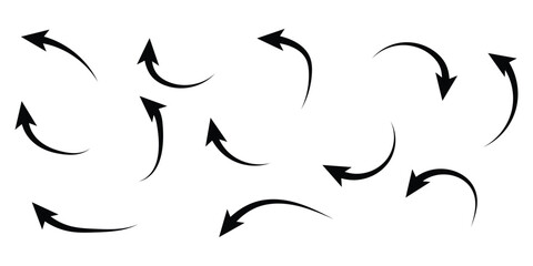 Black curved arrows icon vector. progress, direction, and movement symbol. vector illustration.