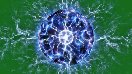 Dramatic energy orb with lightning strikes on vibrant green, perfect for sci-fi, technology, or special effects content that needs a powerful visual punch
