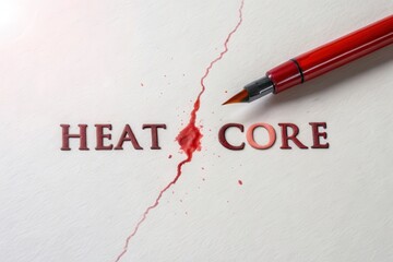 Red ink bleeding out with fountain pen on white paper