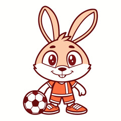 Obraz premium Adorable Rabbit Soccer Player Cartoon Illustration