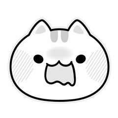 怖がっている猫のモノクロイラスト