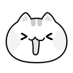 興奮して喜ぶ猫のかわいい白黒イラスト