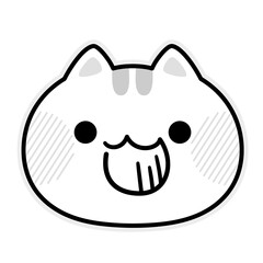 いたずらっぽい表情の猫のモノクロイラスト