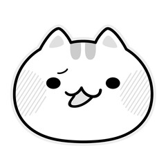 小馬鹿にした表情の猫のモノクロイラスト