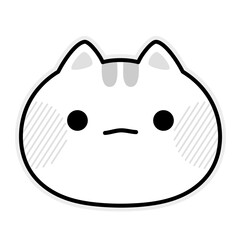 白黒でスンッとした表情の猫のかわいいイラスト